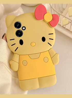 立体黄色kt猫适用华为荣耀畅玩70plus手机壳x70i卡通power可爱400凯蒂猫300ultra带100pro+挂链90gt十80se女p