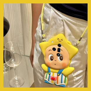 背带裤星星人适用oppok13turbopro手机壳k12plus卡通k11x立体k9s带findx8s+斜挎x7ultra挂绳k10可爱十oppo女p