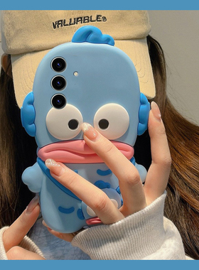 适用三星s25+手机壳s25edge卡通note20立体s24plus小丑鱼s23搞怪s22丑萌s21香肠嘴s20fe趣味s10蓝色十硅胶女p