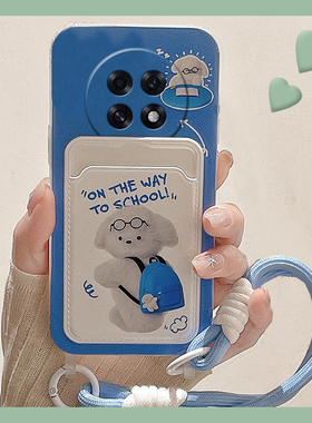 卡通蓝色背包小狗适用oppoa6pro手机壳a6max可爱a6gt狗狗a6卡套一体a6i卡包por新款0pp0超火全包防摔硅胶软壳