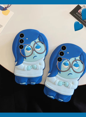 适用三星s25+手机壳s25edge卡通note20立体s24plus头脑s23特工队s22可爱s21动画s20fe动漫s10蓝色十硅胶软壳p