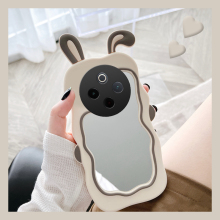 适用vivoy300pro手机壳y200i镜面y100t卡通z1i立体y77e兔子y97可爱z5x兔耳朵z6镜子y93s补妆镜y75硅胶vivo女p