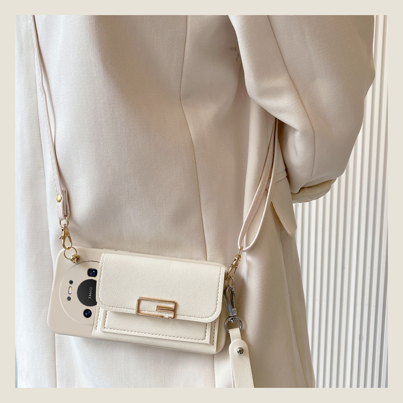 手机壳硅胶简约回字扣卡包零钱包带斜跨挂绳