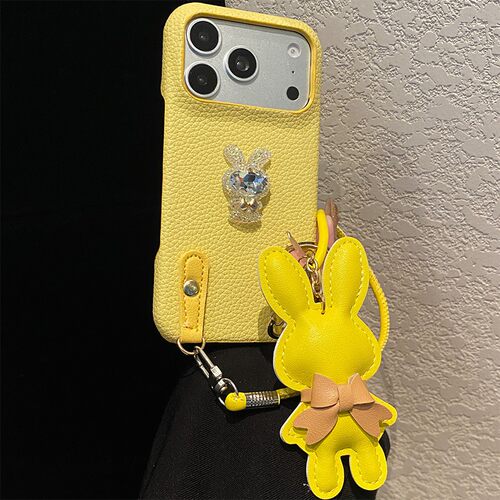 黄色荔枝纹适用oppoa6gt手机壳a6plus卡通a5pro钻石a3x兔子a2m带a1i挂件a58x挂绳a93s立体a98a97仿皮0pp0皮纹