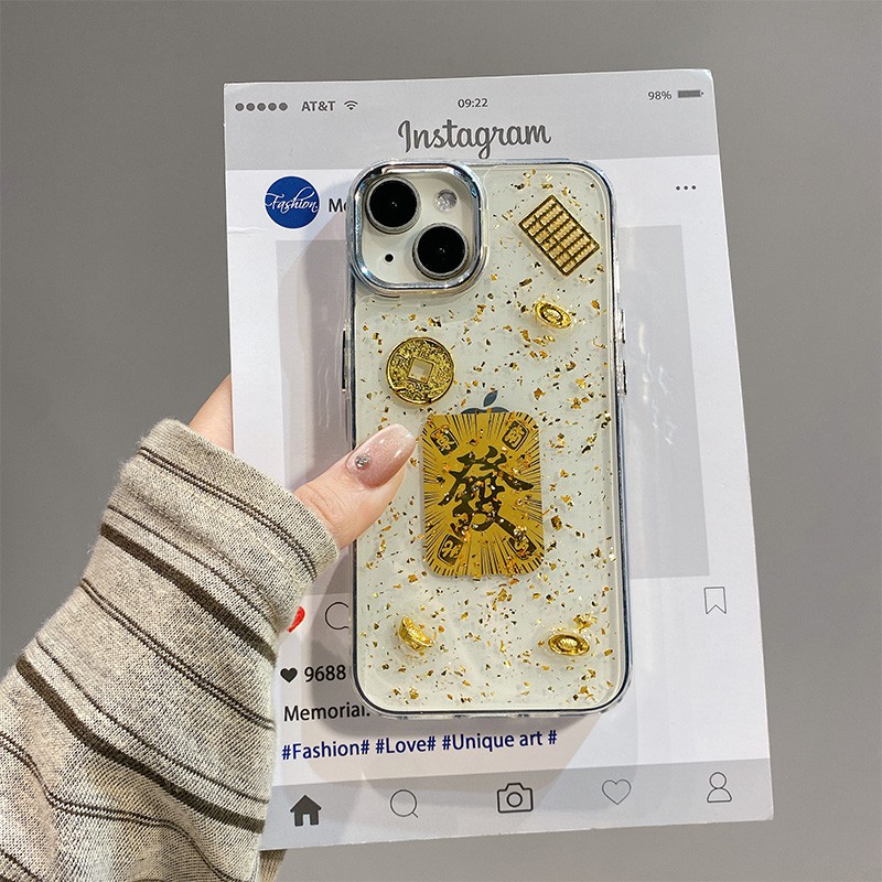 手机壳金箔2026马年发财铜钱元宝