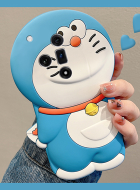 适用oppofindx8s+手机壳findx7ultra卡通x6立体k13turbopro蓝色k12s哆啦A梦k11可爱k10叮当猫k9趣味k5十硅胶p