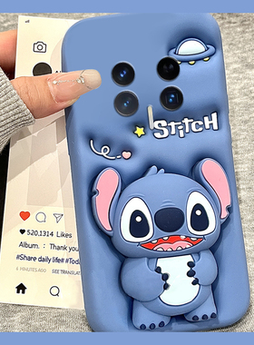 适用华为荣耀magic8手机壳magic8pro立体por蓝色honor史迪仔huawei支架带挂件mgaic挂绳卡通可爱防摔硅胶软壳