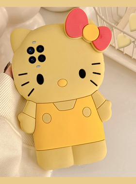 立体黄色kt猫适用华为nova14ultra手机壳nove13pro卡通12活力版可爱11se凯蒂猫10z带9por挂链8趣味7i硅胶6女5