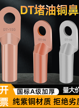 国标DT16/35/70平方铜鼻子纯紫铜接线端子堵油压线镀锡头电线缆耳