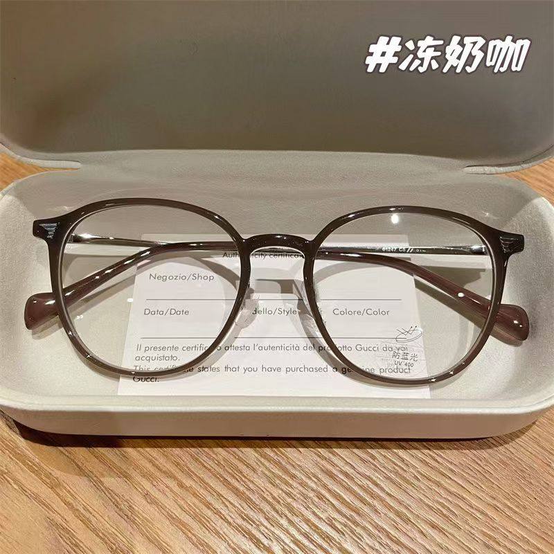 韩版素颜显白眼镜温柔冻奶咖色方圆框修饰脸型高清防蓝光可配近视,ZIPPO/瑞士军刀/眼镜,定制成品光学镜,淘宝优惠券,粉丝福利购,淘宝优惠卷