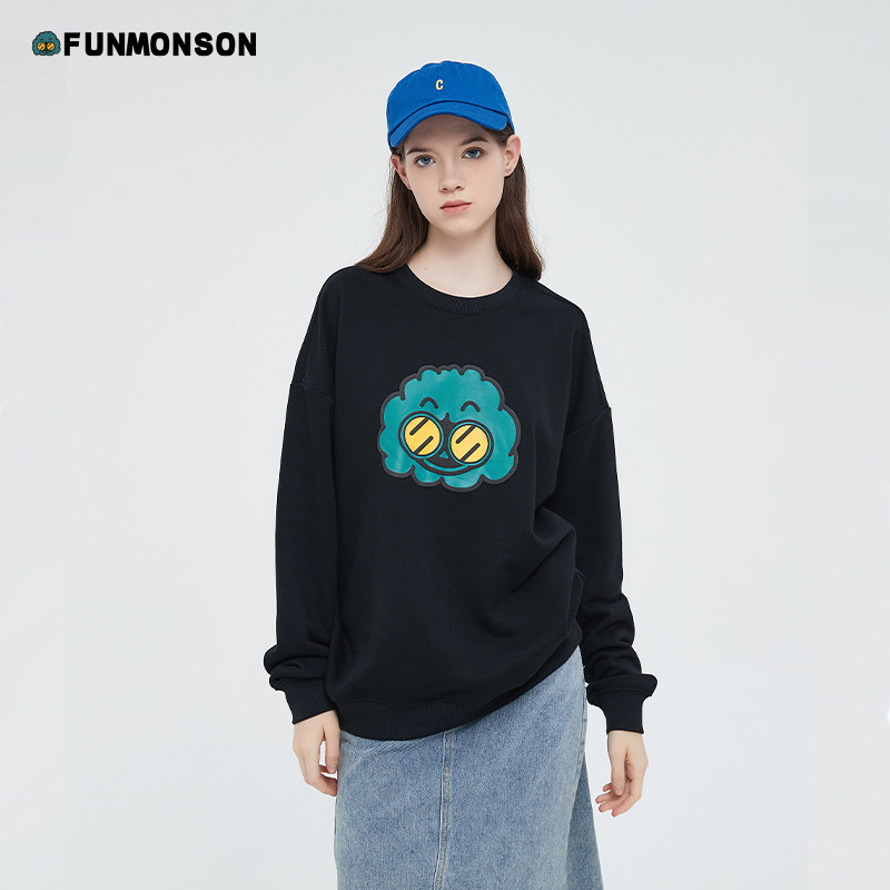 范萌笙FUNMONSON卫衣女2023年秋季新款圆领情侣装套头宽松百搭