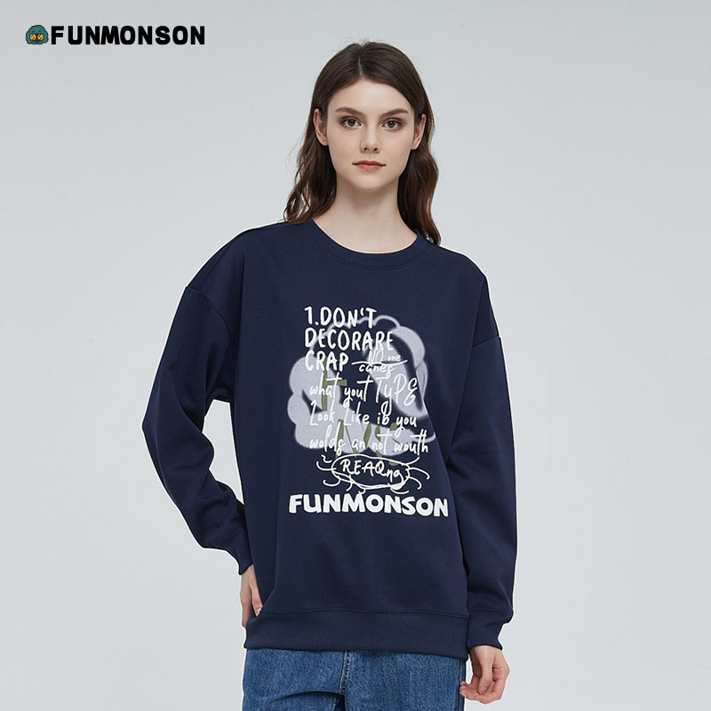 范萌笙FUNMONSON卫衣女2026年秋季新款圆领情侣装套头宽松百搭