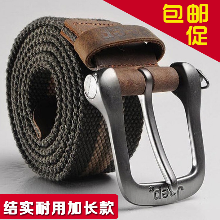 韩版超长休闲男士帆布腰带胖子裤带加长大码简约针扣皮带编织潮男