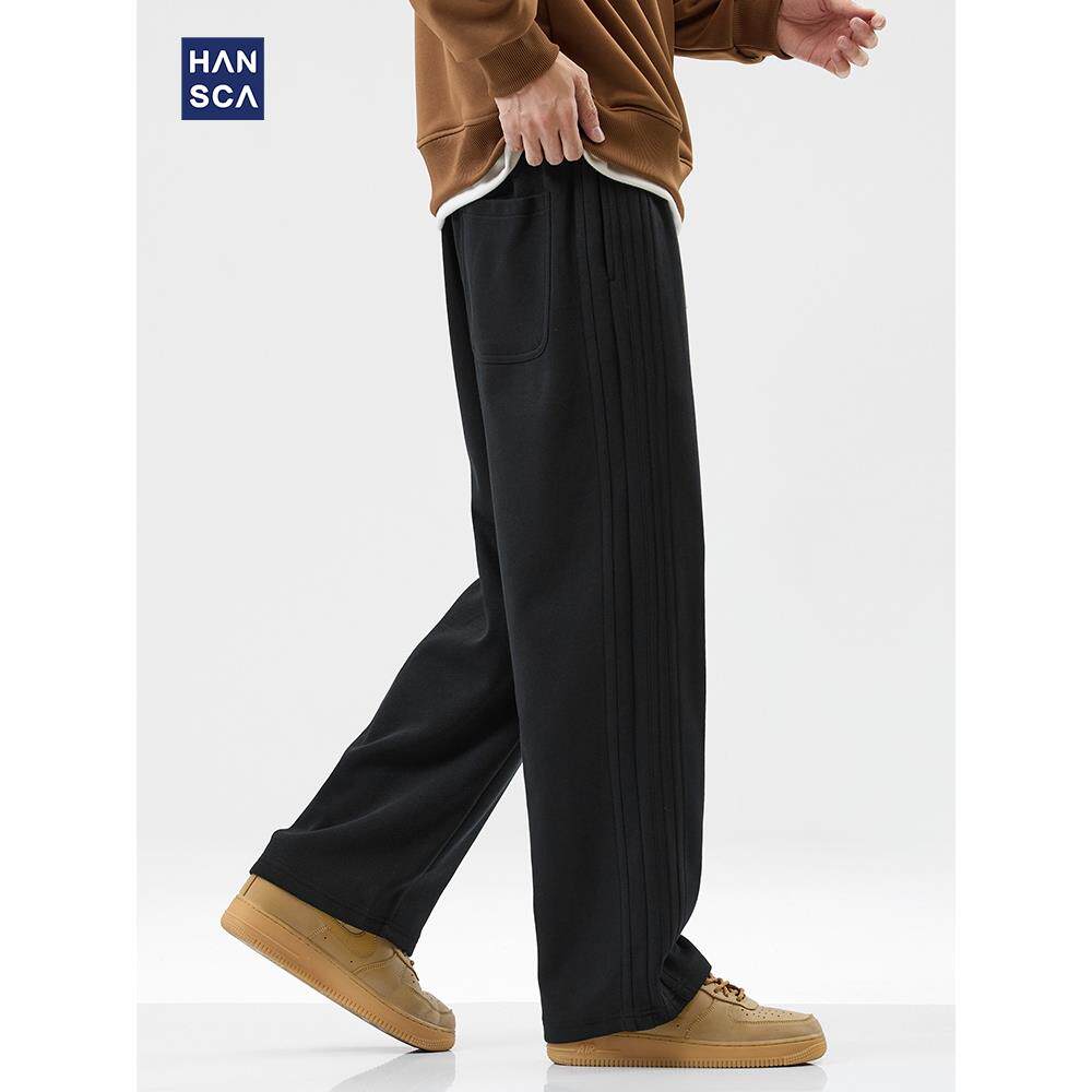 hansca美式街头条纹休闲卫裤男2025年春秋季新款透气运动百搭长裤