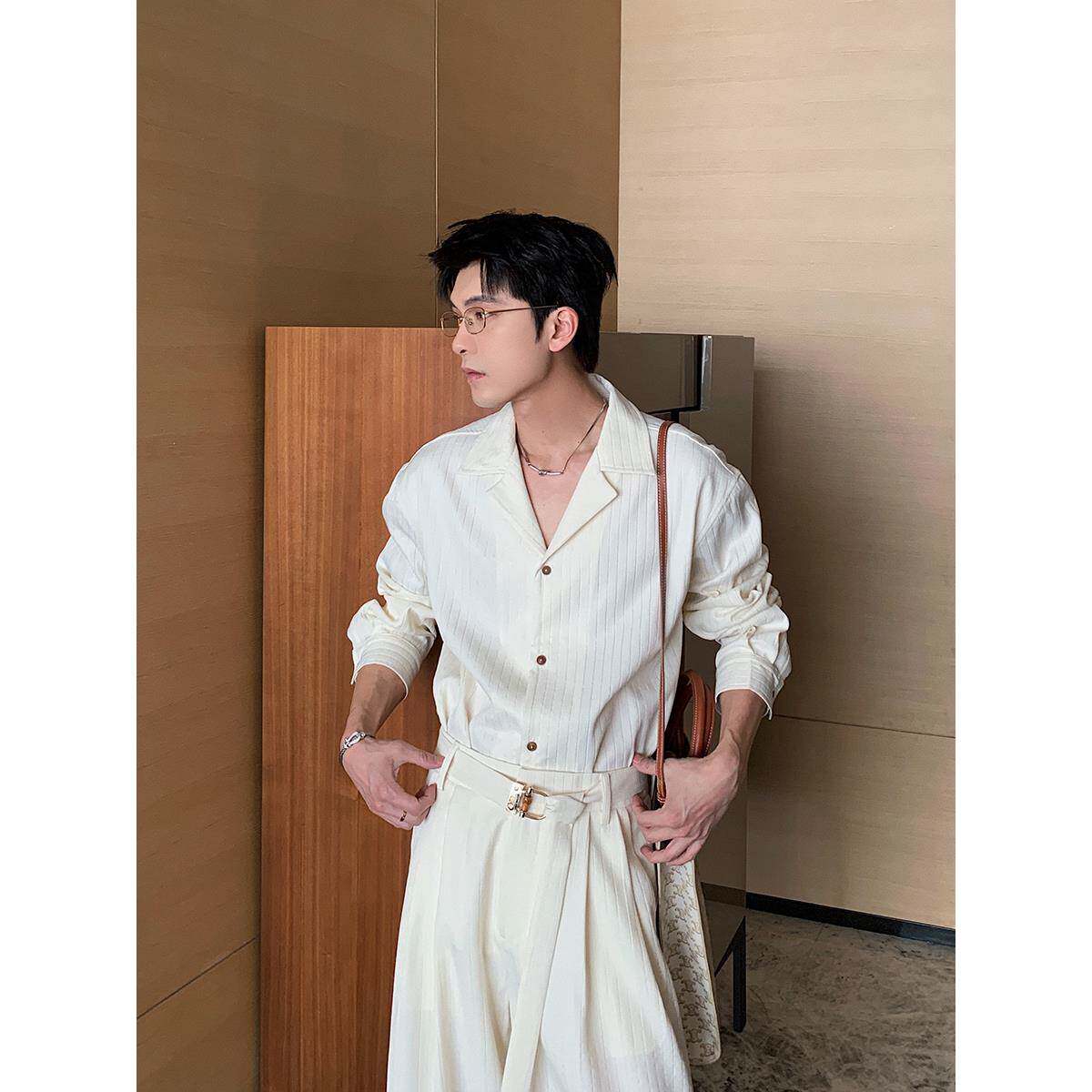 Hualun春秋高级感衬衫套装男休闲运动一整套搭配cleanfit韩版一套