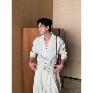 Hualun春秋高级感衬衫套装男休闲运动一整套搭配cleanfit韩版一套