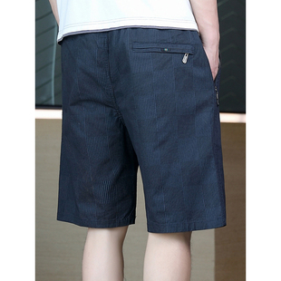2025夏季新款男装纯棉外穿短裤男士休闲薄款黑色百搭暗格子五分裤