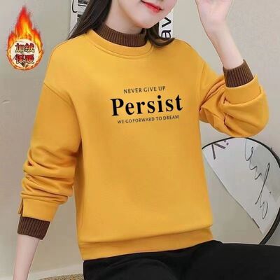 清仓捡漏亏本特价处理~半高领秋冬女士加绒加厚卫衣女2023新款打