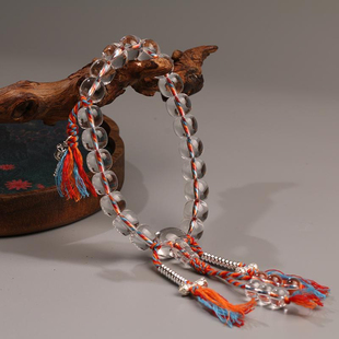 巴西白水晶老型珠21子手持念珠车挂压襟佛珠百字明日常功课念珠