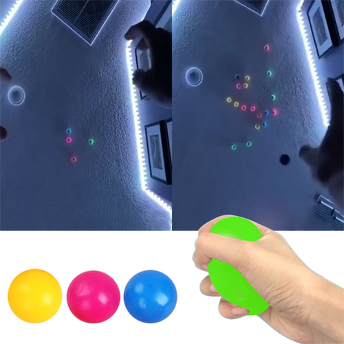 45/60mm Stick Wall Ball Glowing Fidget Toy Squash Xmas Stick