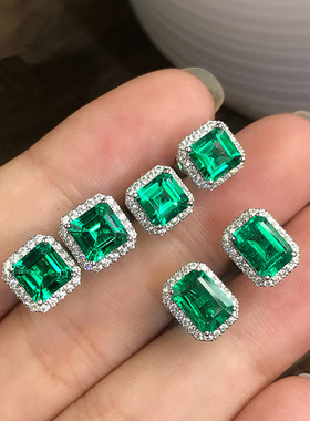 Huitan Gorgeous Green Cubic Zirconia Stud Earrings for Women