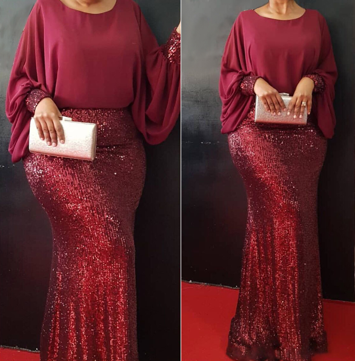 New African Sequin Red Dress Clothes Kenya South Africa Even