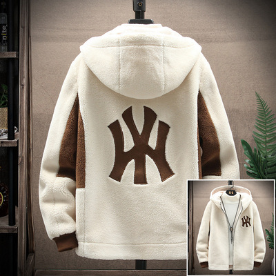 Top Grade Lamb Velvet Men's Jacket Casual Hooded Zipper Coat