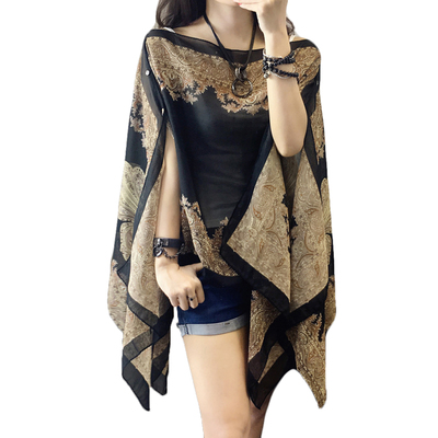Summer Woman Chiffon Fabala Flower Shawl Loose Cover Ups Lon