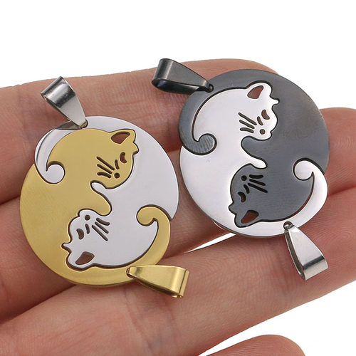 1pcs stainless steel Cute lovely cat charm Necklace Lover Gi