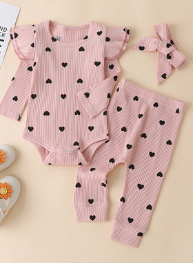 3Pcs Baby Girl Outfit Set Newborn Toddler Girls Clothes Ruff