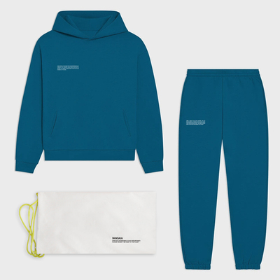 100% Cotton Solid Hoodies Sets Track Pants Women Hooded Swea