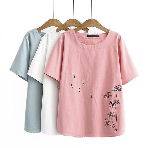 Embroidery Blouse Tops For Women Summer 2021 Plus Size Cloth