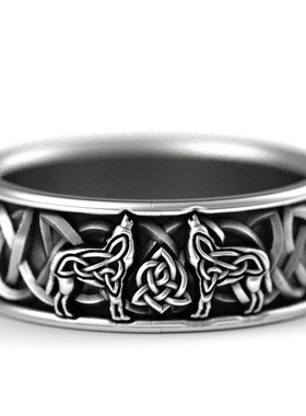 Huitan Viking Nordic Mythology Giant Wolf Men Ring Defense T