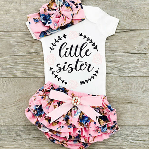 CANIS Newborn Baby Girls Outfits Clothes Short Sleeve Letter