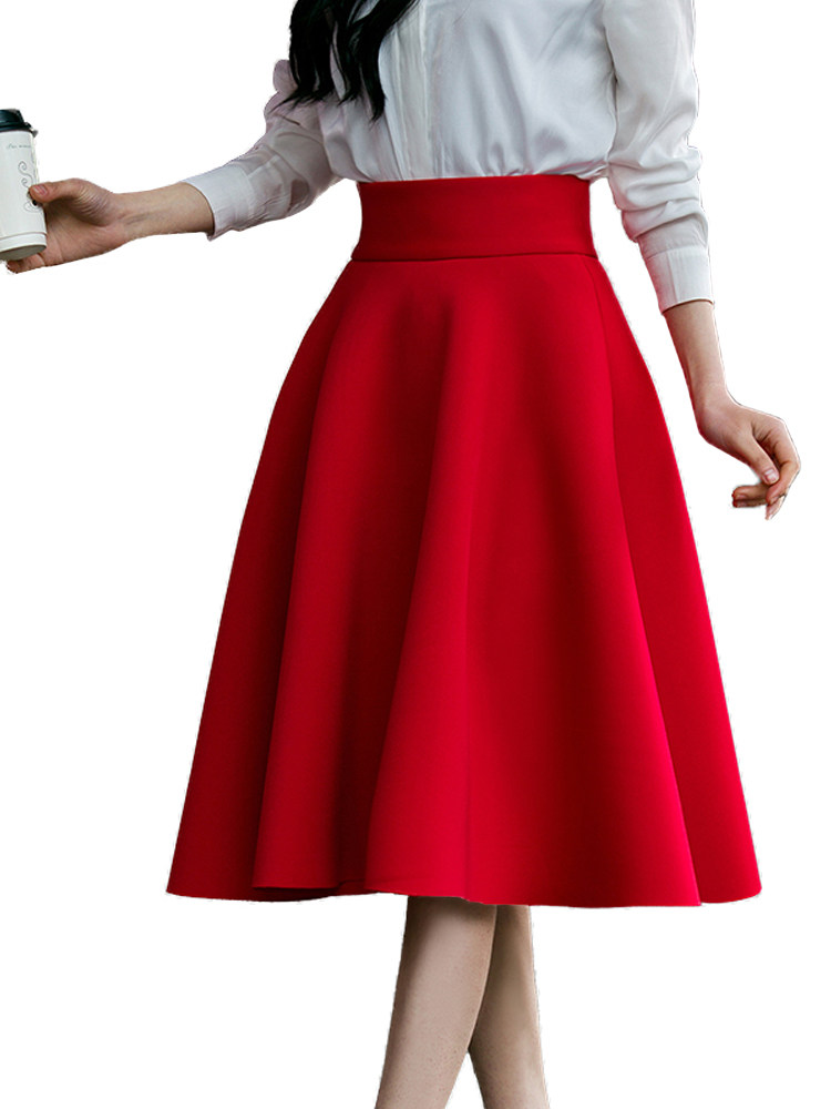 5XL Plus Size Skirt High Waisted Skirts Womens White Knee Le图片