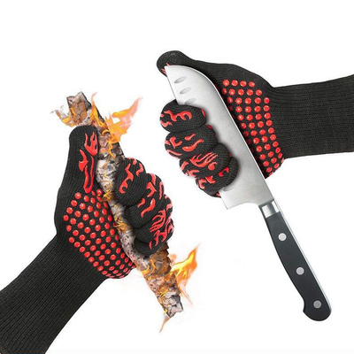A Pair BBQ Gloves Heat Resistant Oven Mitts Silicone Cooking