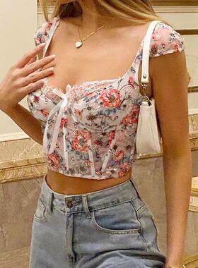Women Summer Camis Sexy Print Mujer Vest Crop Tops Sleeveles