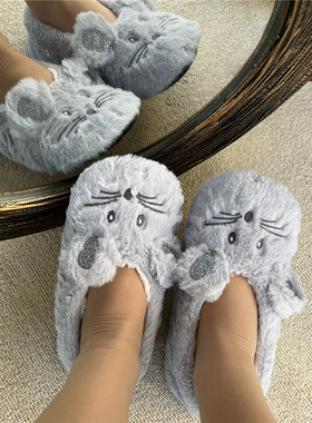 Home Fuzzy Slipper Women Winter Fur Contton Warm Plush Non S