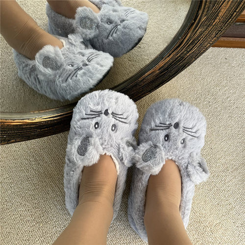Home Fuzzy Slipper Women Winter Fur Contton Warm Plush Non S