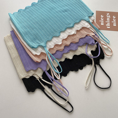 HELIAR Women Crop Tops Female Flounce Hem Spaghetti Cropped