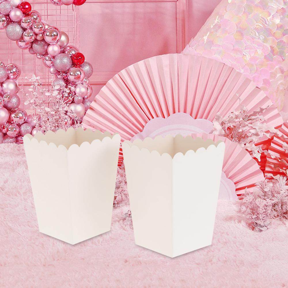 12 Pieces Pure White Popcorn Boxes Container Birthday Movie