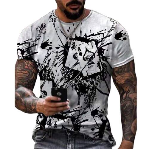 Horrible Skull Spades Poker T-Shirt Casual Men Summer 3D-Pri