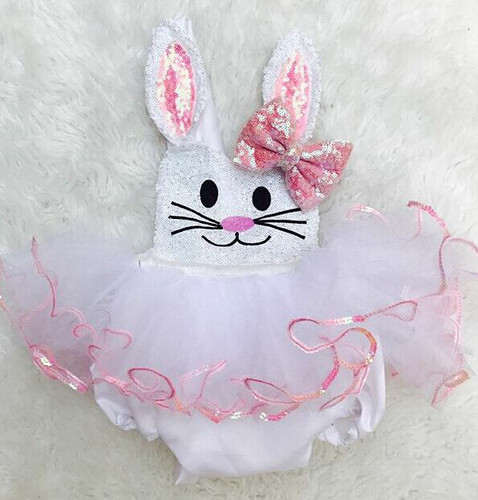 Easter Lovely Newborn Baby Girls Romper Dress Rabbit Sequin