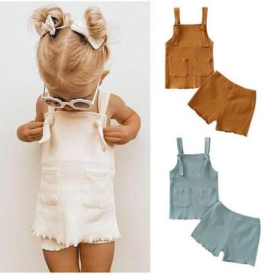 Summer Infant Baby Boys Girls Clothes Ribbed Knitted Sleevel