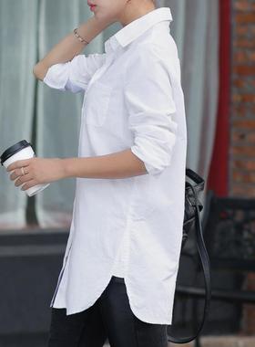 Women White Blouse  Female Boyfriend Style Long Sleeve Overs