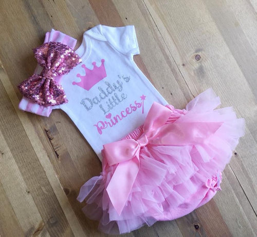 3Pcs Set Newborn Kid Baby Girl Daddy's Princess Romper Tutu