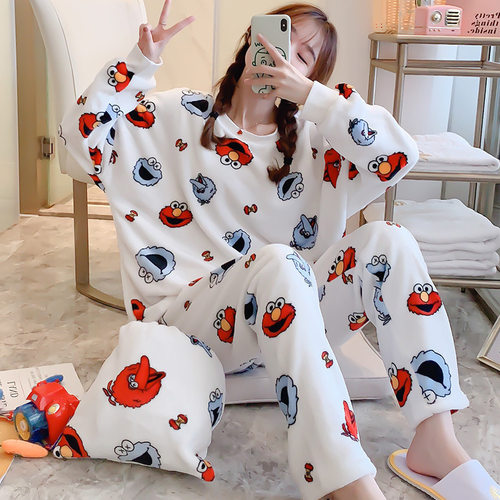 new Winter Flannel warm pajamas korean kawaii cartoon Pajama
