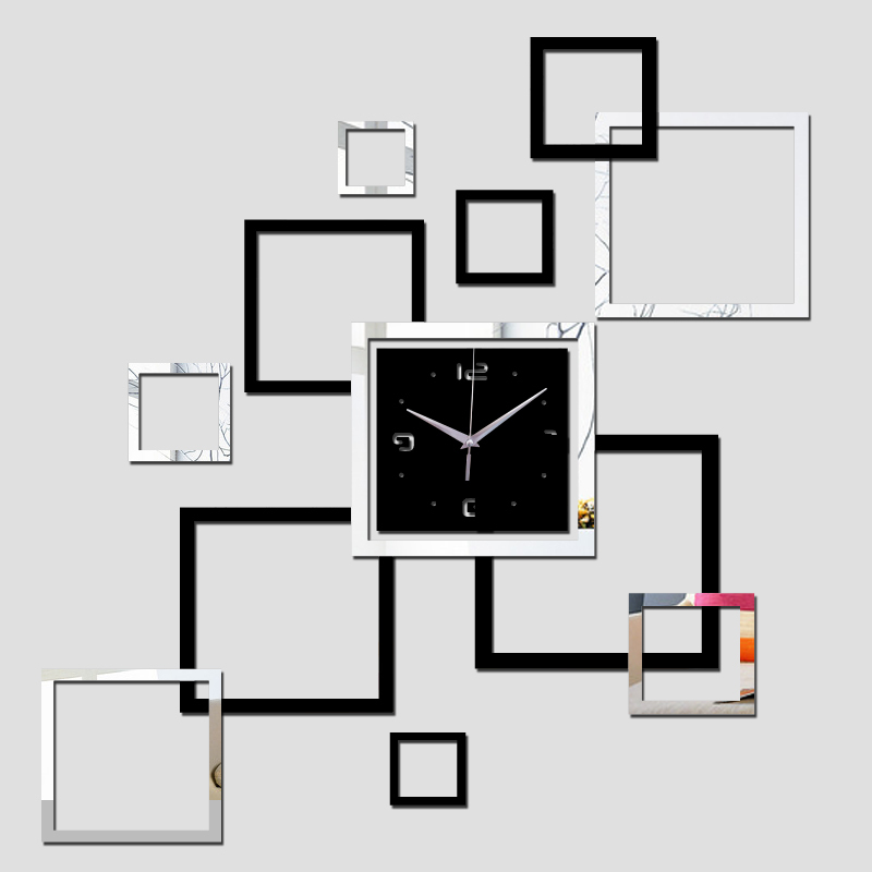 new large wall clock modern design acrylic mirror Quartz wat