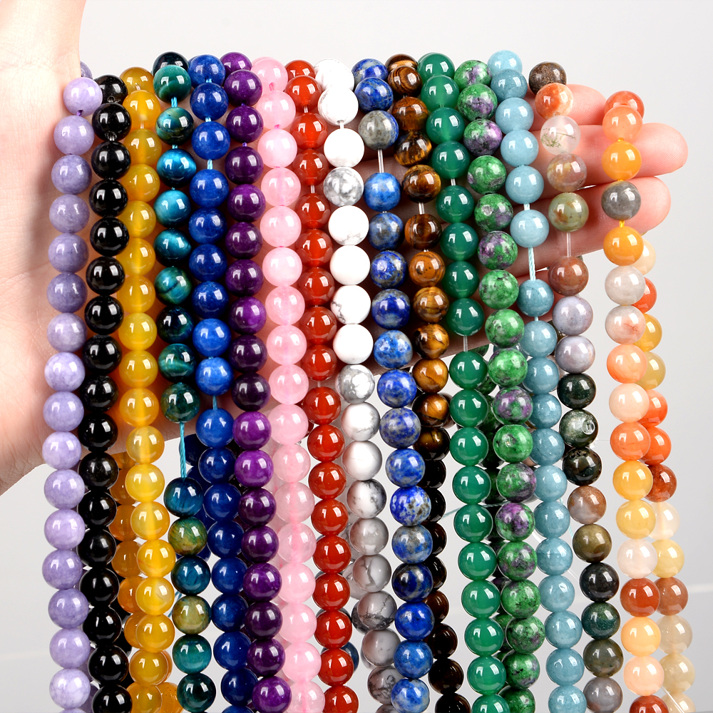 Natural Stone Beads 4-12mm Aquamarines Lava Opal Rose Quartz