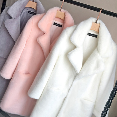Bella Philosophy Women Mink Faux Fur Coat Solid Female Turn